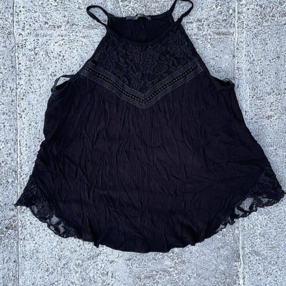 Papaya Women Top Black Blouse Tank Top Laces Size S - Picture 1 of 10
